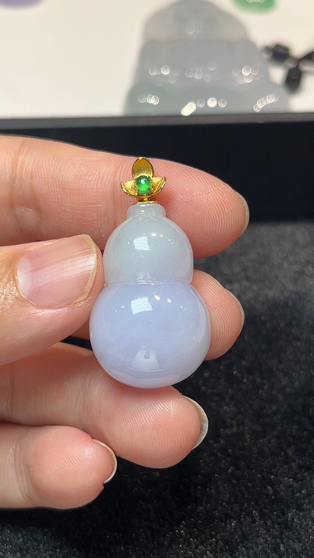 翡翠玉器福祿雙全|18K黃金鑲嵌紫羅蘭翡翠葫蘆吊墜 #278 1 福祿雙全|18K黃金鑲嵌紫羅蘭翡翠葫蘆吊墜 #278