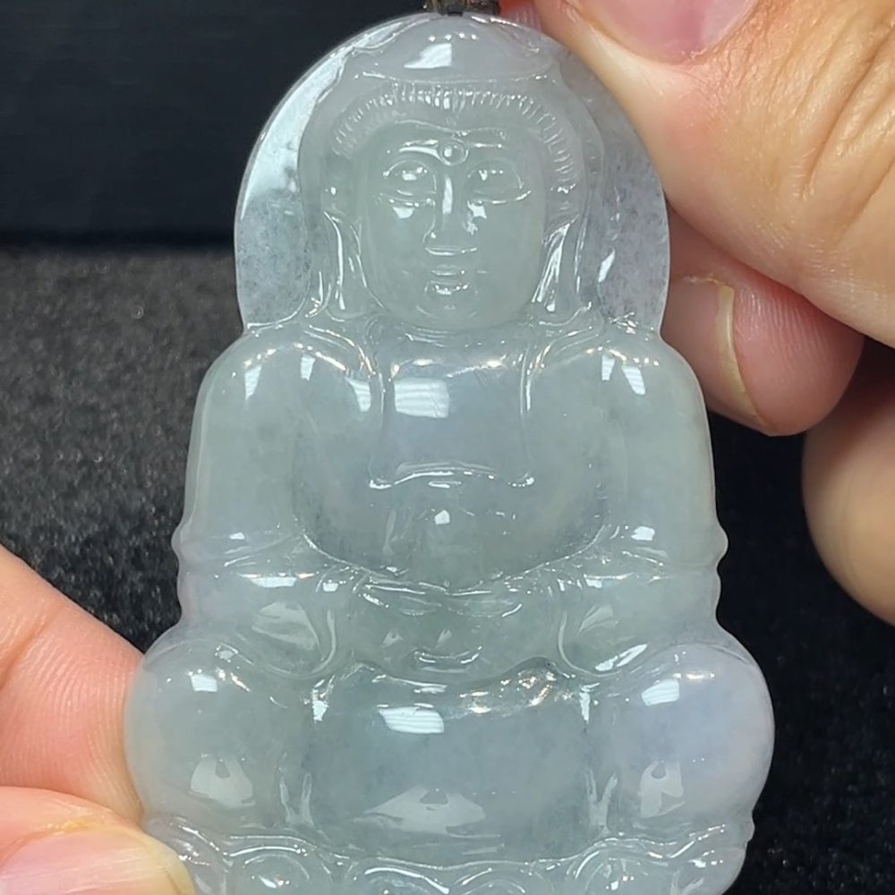 觀音護佑｜天然A級翡翠正裝觀音吊墜 #280