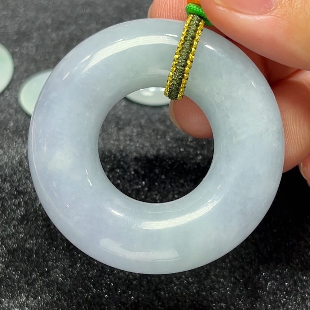 圓圓福緣｜天然A級紫羅蘭翡翠平安環吊墜 翡翠直播#297