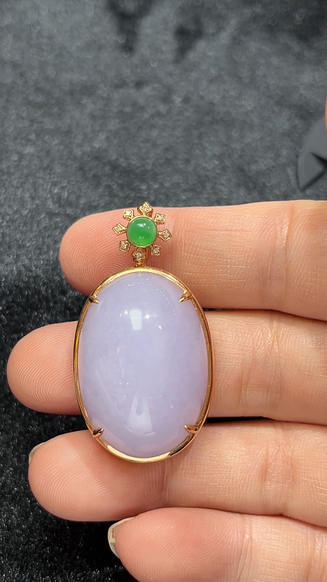 玫瑰紫韻|天然A級紫羅蘭翡翠18K玫瑰金蛋面吊墜 #303 2 玫瑰紫韻|天然A級紫羅蘭翡翠18K玫瑰金蛋面吊墜 #303 - Image 2