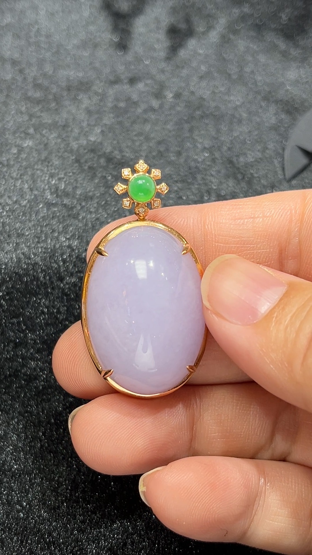 玫瑰紫韻|天然A級紫羅蘭翡翠18K玫瑰金蛋面吊墜 #303 4 玫瑰紫韻|天然A級紫羅蘭翡翠18K玫瑰金蛋面吊墜 #303 - Image 4