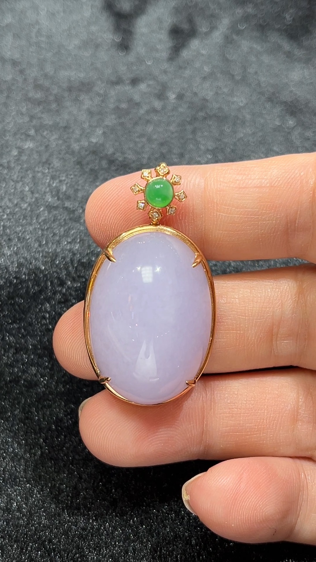 玫瑰紫韻|天然A級紫羅蘭翡翠18K玫瑰金蛋面吊墜 #303 5 玫瑰紫韻|天然A級紫羅蘭翡翠18K玫瑰金蛋面吊墜 #303 - Image 5