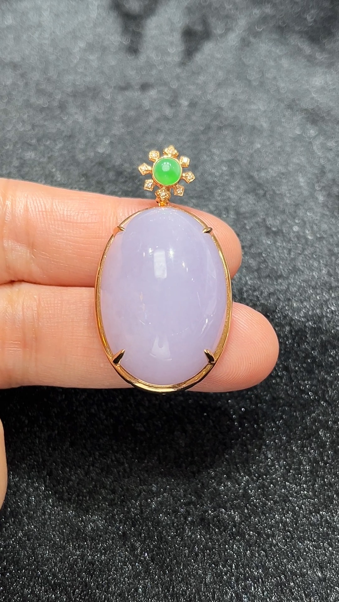 玫瑰紫韻|天然A級紫羅蘭翡翠18K玫瑰金蛋面吊墜 #303 6 玫瑰紫韻|天然A級紫羅蘭翡翠18K玫瑰金蛋面吊墜 #303 - Image 6