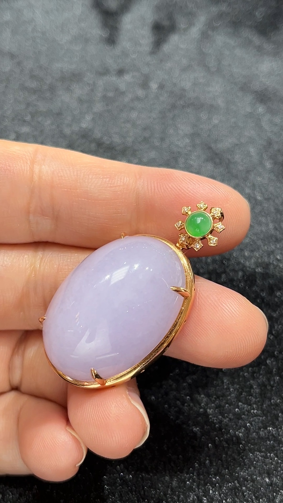 玫瑰紫韻|天然A級紫羅蘭翡翠18K玫瑰金蛋面吊墜 #303 7 玫瑰紫韻|天然A級紫羅蘭翡翠18K玫瑰金蛋面吊墜 #303 - Image 7