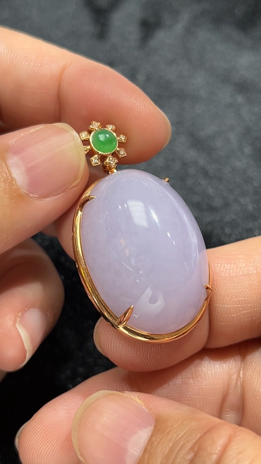 玫瑰紫韻|天然A級紫羅蘭翡翠18K玫瑰金蛋面吊墜 #303 9 玫瑰紫韻|天然A級紫羅蘭翡翠18K玫瑰金蛋面吊墜 #303 - Image 9