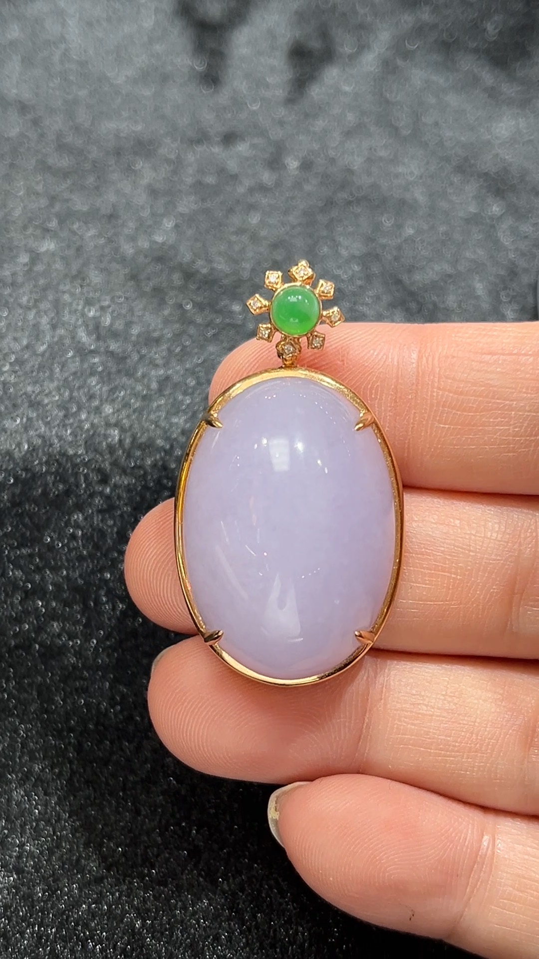 玫瑰紫韻|天然A級紫羅蘭翡翠18K玫瑰金蛋面吊墜 #303 1 玫瑰紫韻|天然A級紫羅蘭翡翠18K玫瑰金蛋面吊墜 #303