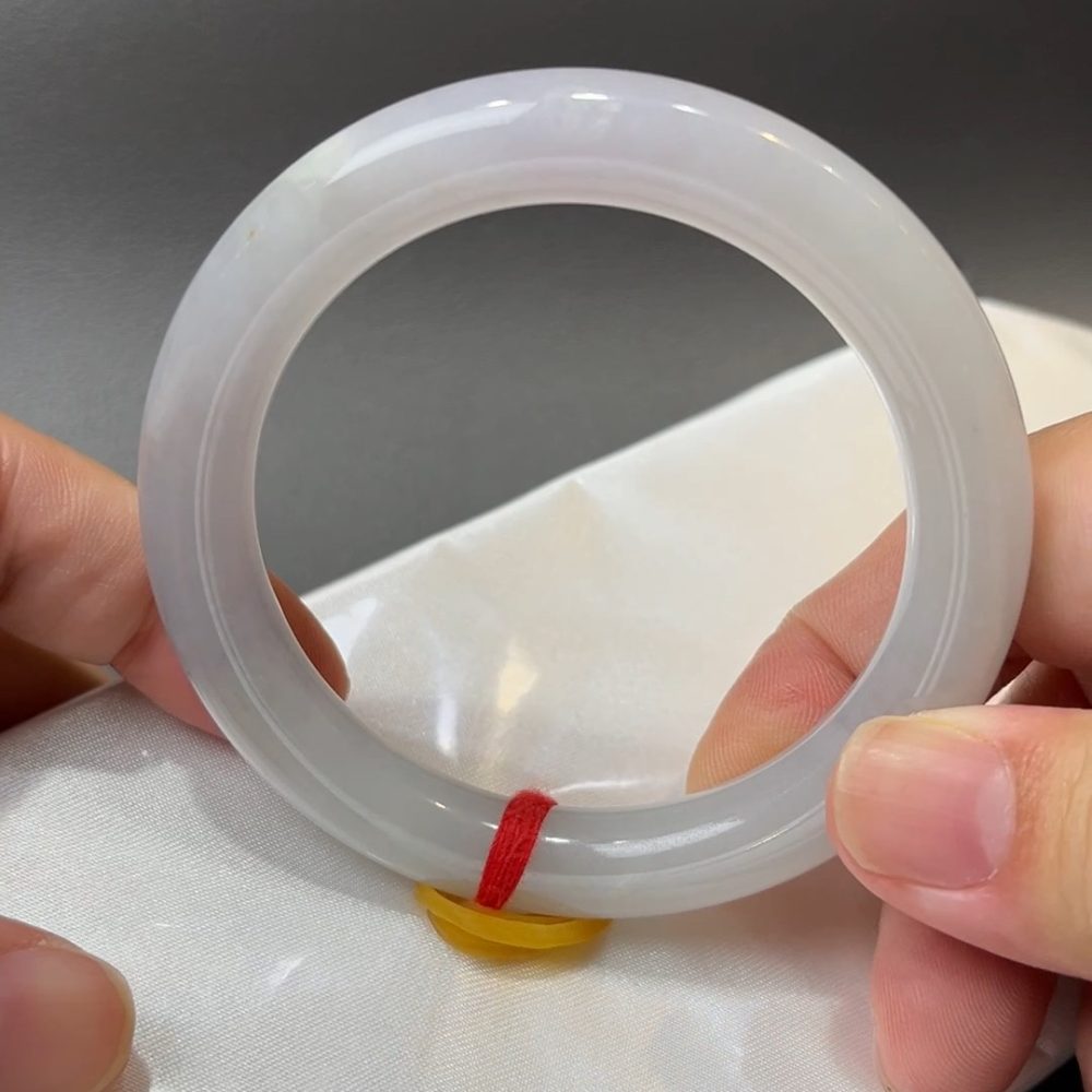 紫韻柔光｜天然A級淺紫翡翠圓條手鐲53.8mm #309