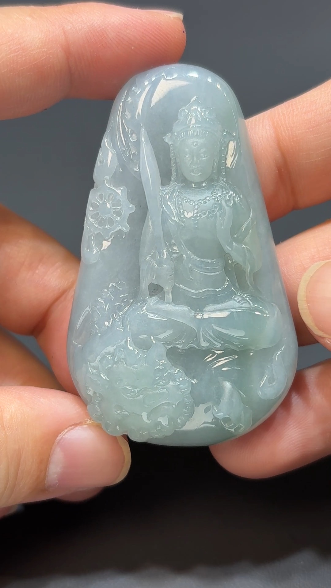 慧光紫韻|天然A級紫藍翡翠文殊菩薩吊墜 #312 1 慧光紫韻|天然A級紫藍翡翠文殊菩薩吊墜 #312