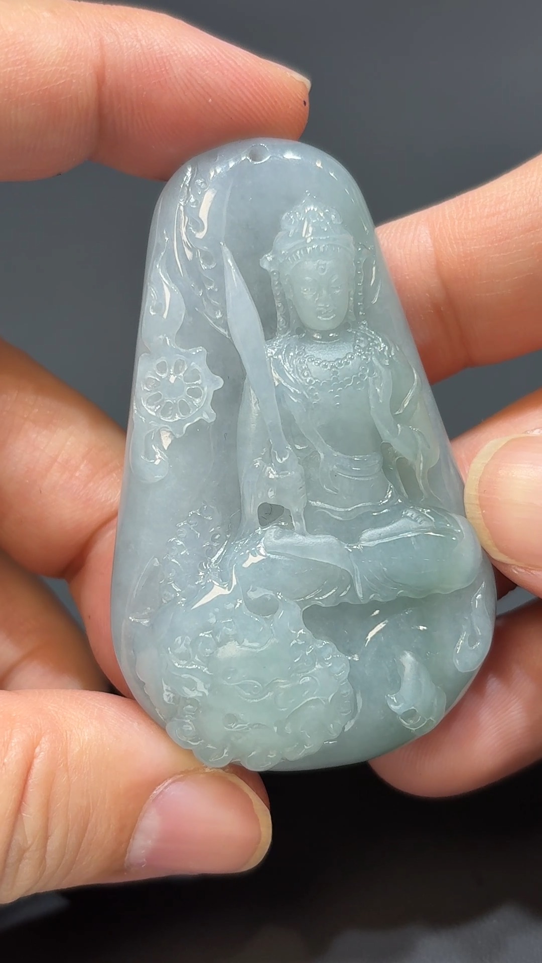 慧光紫韻|天然A級紫藍翡翠文殊菩薩吊墜 #312 2 慧光紫韻|天然A級紫藍翡翠文殊菩薩吊墜 #312 - Image 2