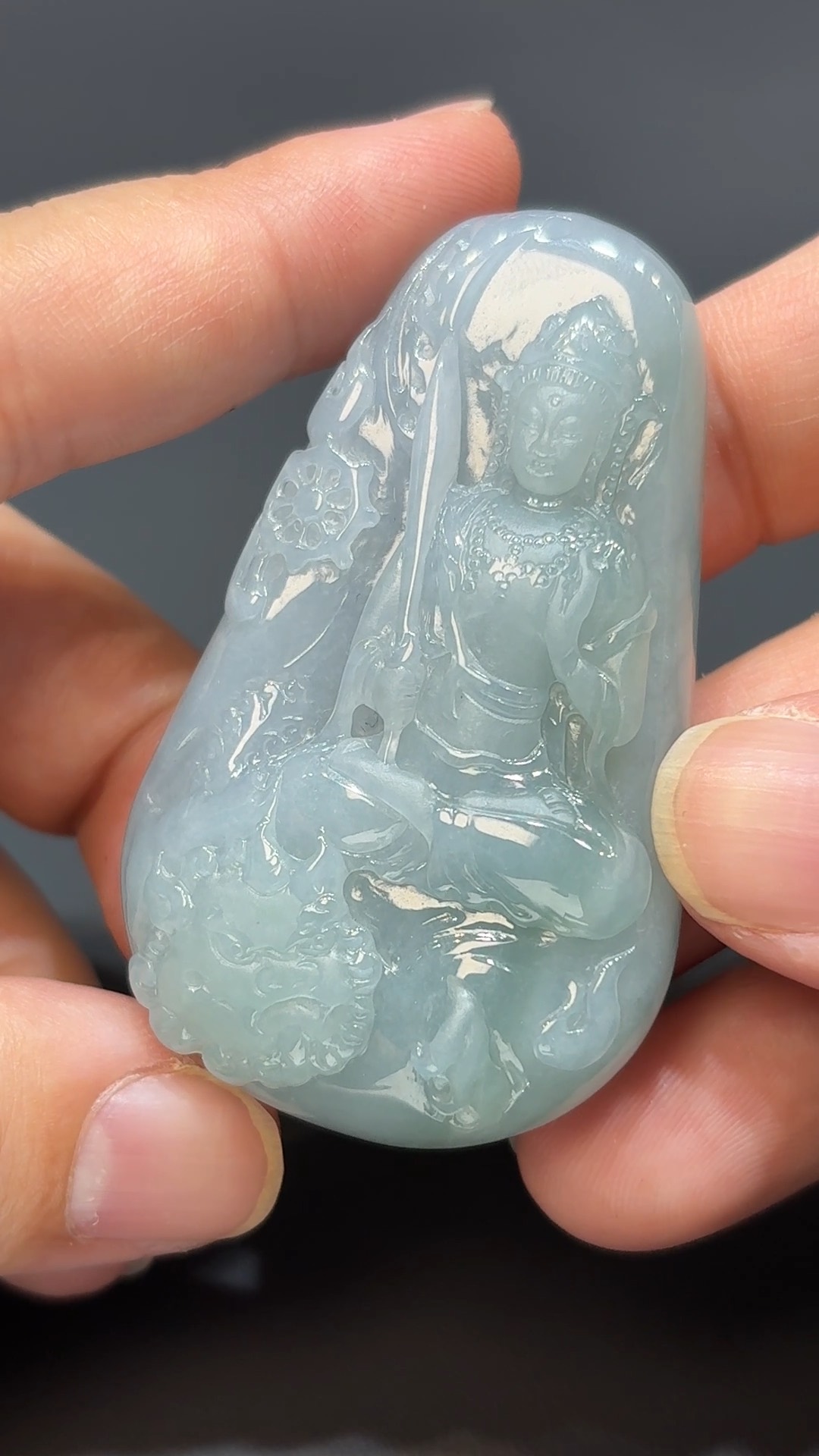 慧光紫韻|天然A級紫藍翡翠文殊菩薩吊墜 #312 3 慧光紫韻|天然A級紫藍翡翠文殊菩薩吊墜 #312 - Image 3