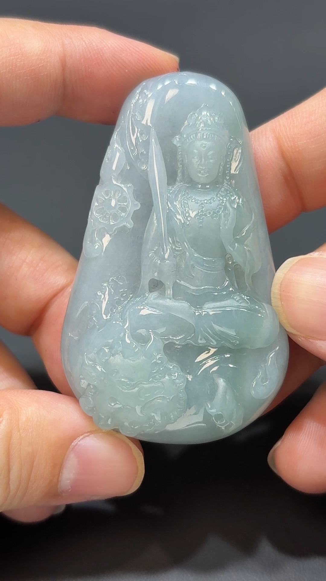 慧光紫韻|天然A級紫藍翡翠文殊菩薩吊墜 #312 5 慧光紫韻|天然A級紫藍翡翠文殊菩薩吊墜 #312 - Image 5