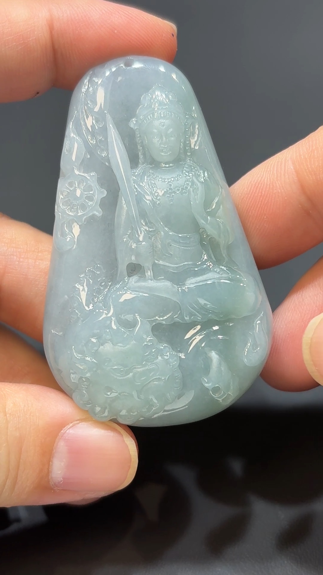 慧光紫韻|天然A級紫藍翡翠文殊菩薩吊墜 #312 6 慧光紫韻|天然A級紫藍翡翠文殊菩薩吊墜 #312 - Image 6