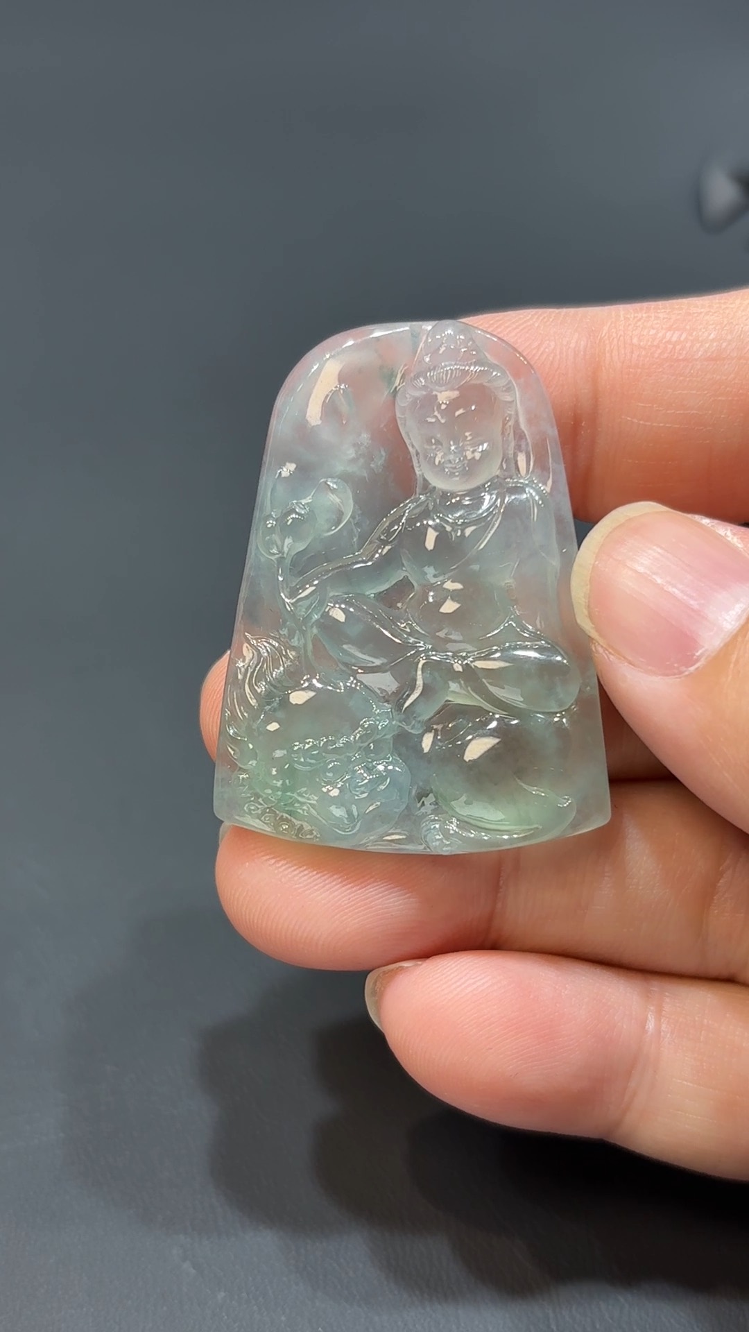 慧萌守心|天然A級玻璃光澤翡翠文殊菩薩吊墜 #318 3 慧萌守心|天然A級玻璃光澤翡翠文殊菩薩吊墜 #318 - Image 3