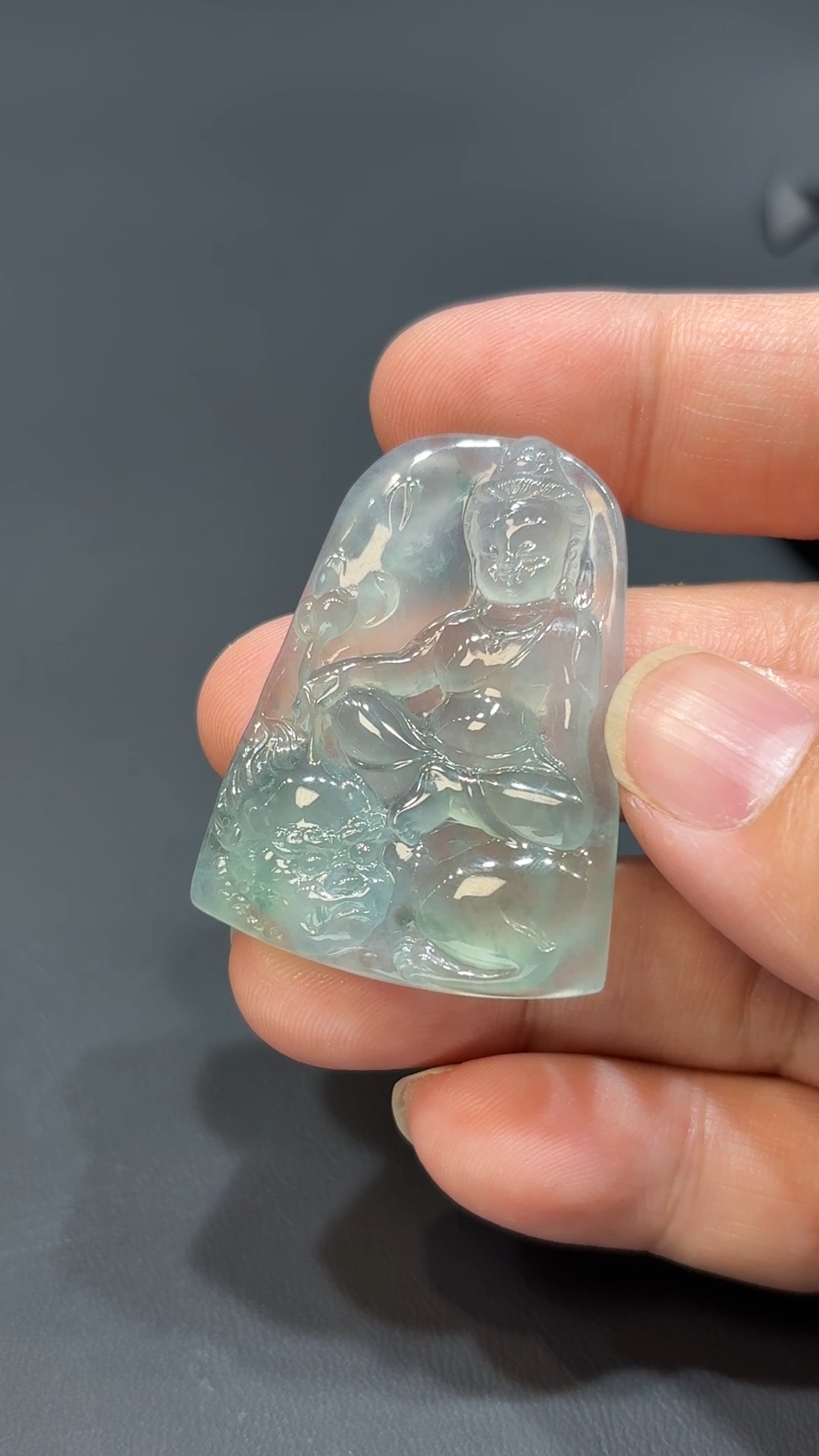慧萌守心|天然A級玻璃光澤翡翠文殊菩薩吊墜 #318 4 慧萌守心|天然A級玻璃光澤翡翠文殊菩薩吊墜 #318 - Image 4