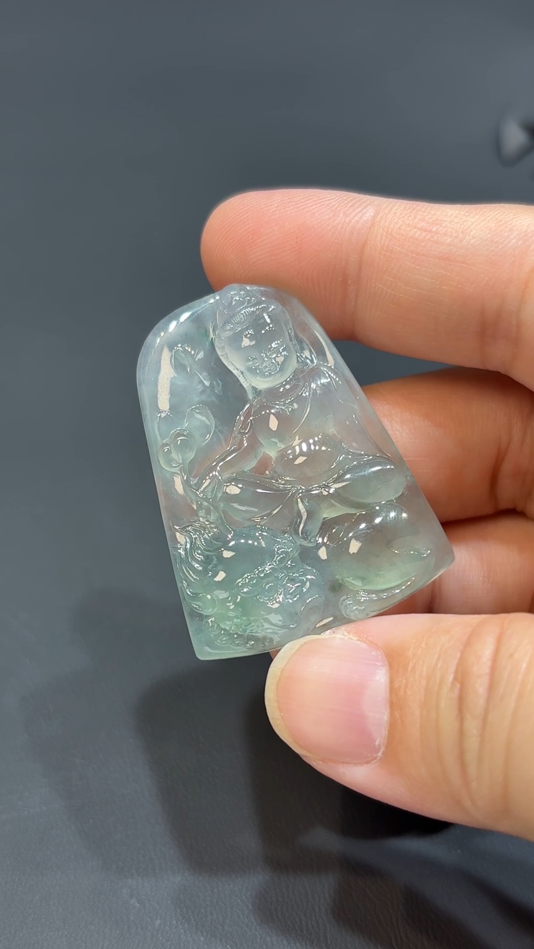 慧萌守心|天然A級玻璃光澤翡翠文殊菩薩吊墜 #318 5 慧萌守心|天然A級玻璃光澤翡翠文殊菩薩吊墜 #318 - Image 5