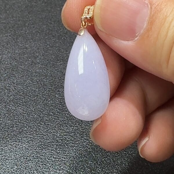 霧紫輕凝.18K翡翠水滴魅影吊墜 直播編號#337