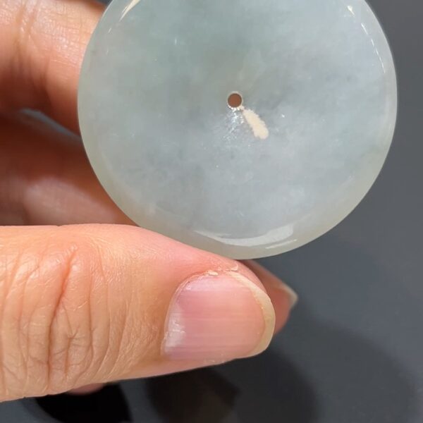 翡翠玉器精選 青潤吉扣・同料放大版淺綠平安扣翡翠吊墜 編號#367