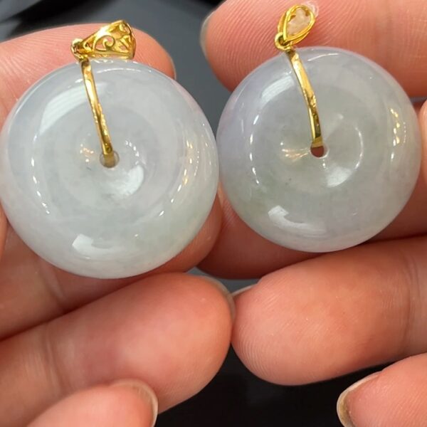 翡翠玉器精選 鼓潤納福・#379好種翡翠平安扣18K鑲嵌款