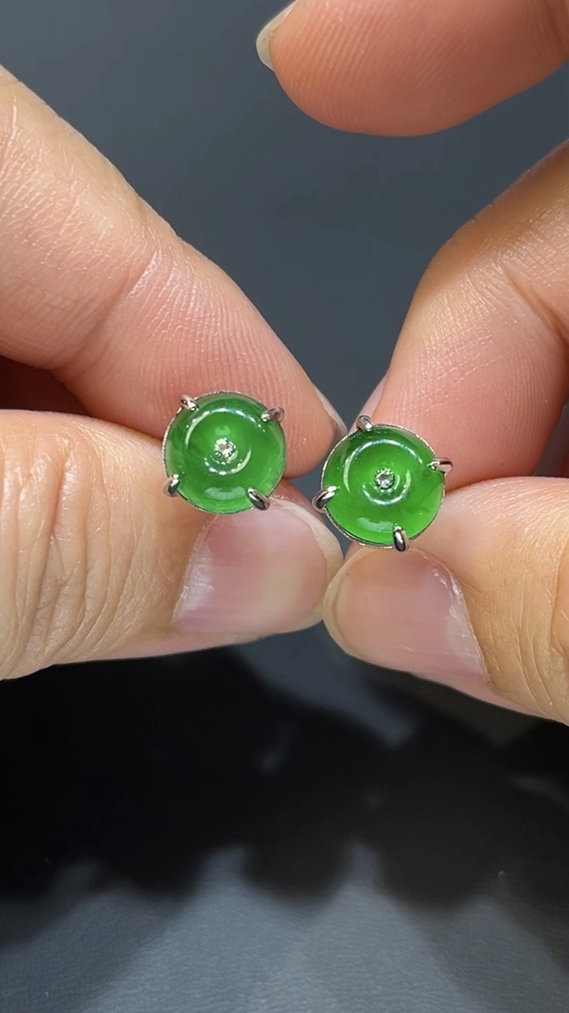 翡翠玉器精選編號#387 彩韻平安.危地馬拉高色翡翠耳環 6 翡翠玉器精選編號#387 彩韻平安.危地馬拉高色翡翠耳環 - Image 6