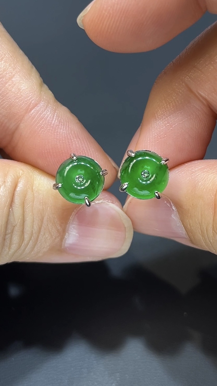 翡翠玉器精選編號#387 彩韻平安.危地馬拉高色翡翠耳環 3 翡翠玉器精選編號#387 彩韻平安.危地馬拉高色翡翠耳環 - Image 3