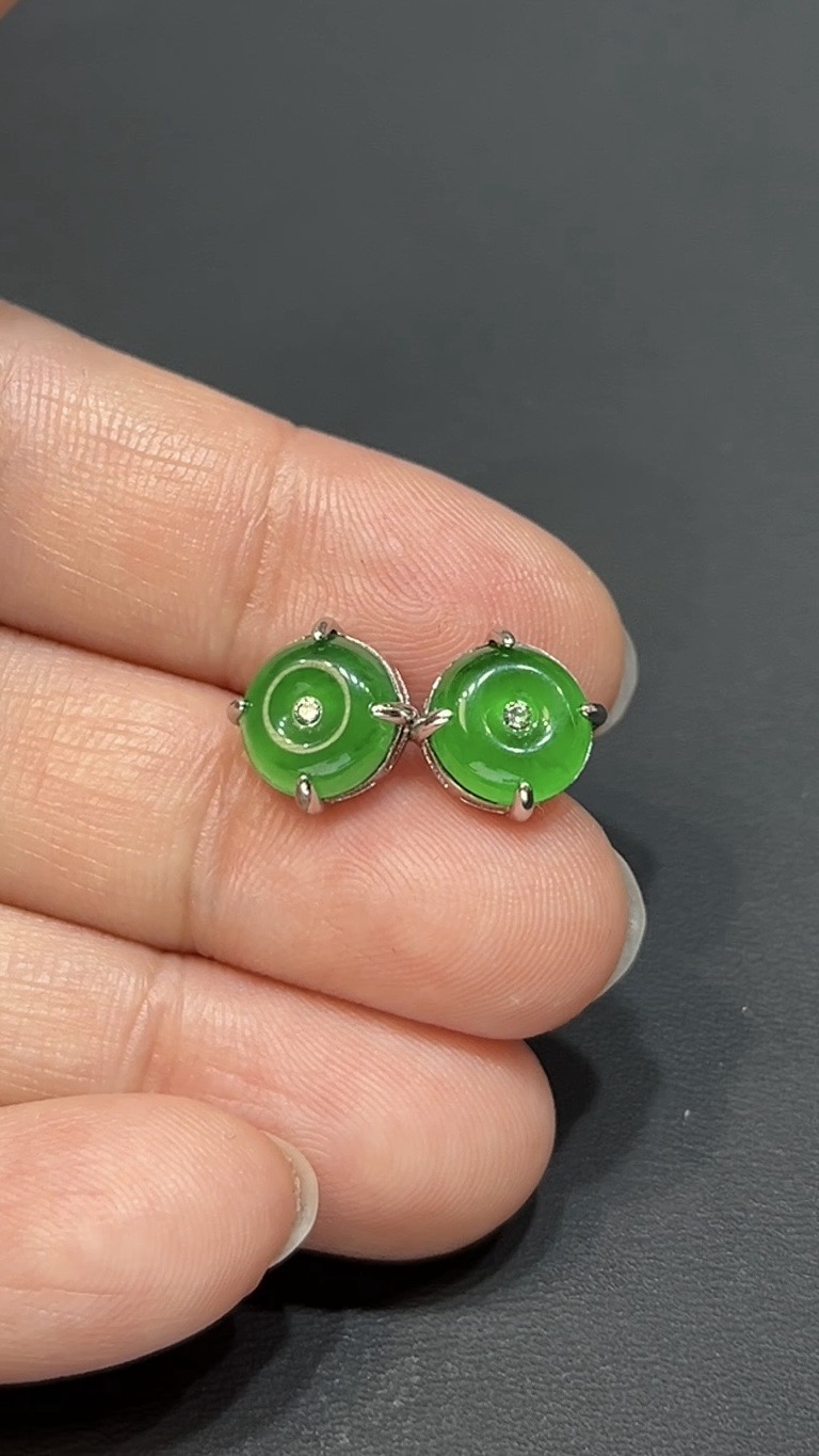 翡翠玉器精選編號#387 彩韻平安.危地馬拉高色翡翠耳環 4 翡翠玉器精選編號#387 彩韻平安.危地馬拉高色翡翠耳環 - Image 4