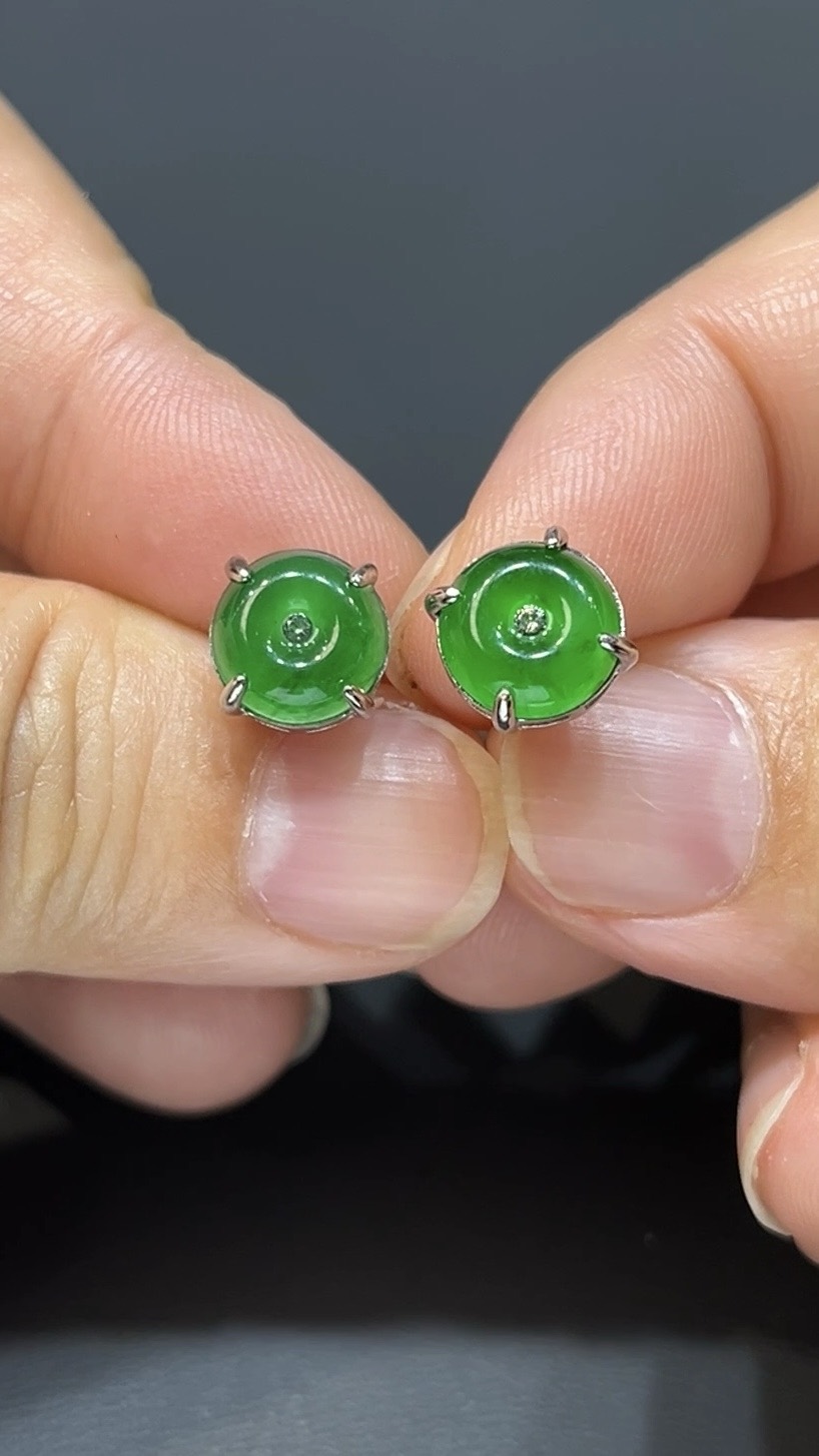 翡翠玉器精選編號#387 彩韻平安.危地馬拉高色翡翠耳環 2 翡翠玉器精選編號#387 彩韻平安.危地馬拉高色翡翠耳環 - Image 2