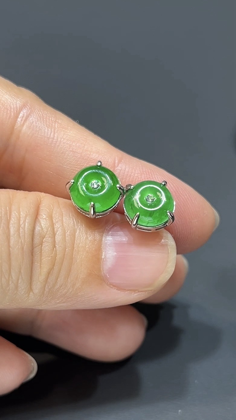 翡翠玉器精選編號#387 彩韻平安.危地馬拉高色翡翠耳環 5 翡翠玉器精選編號#387 彩韻平安.危地馬拉高色翡翠耳環 - Image 5