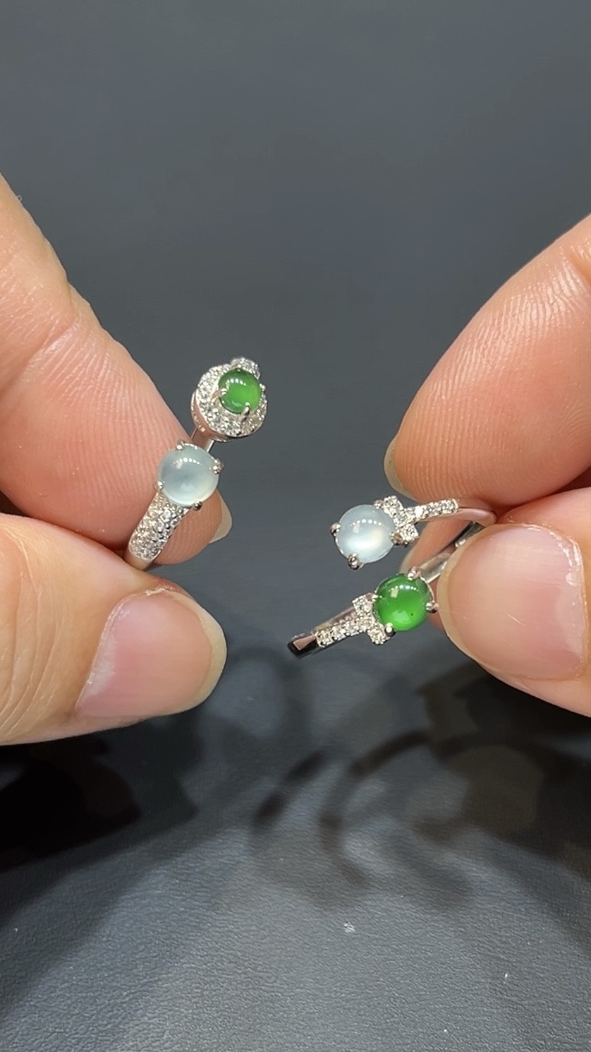 翡翠玉器精選編號#388冰綠雙璧.開口雅戒 3 翡翠玉器精選編號#388冰綠雙璧.開口雅戒 - Image 3