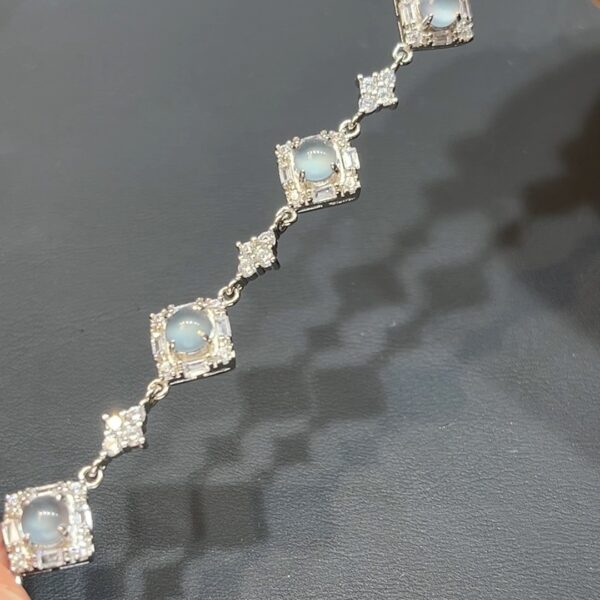 翡翠玉器精選 #396 翡翠蛋面手鏈925鑲嵌系列