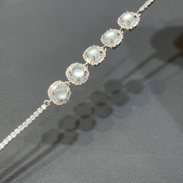 翡翠玉器精選 #399 蛋面翡翠925純銀手鏈