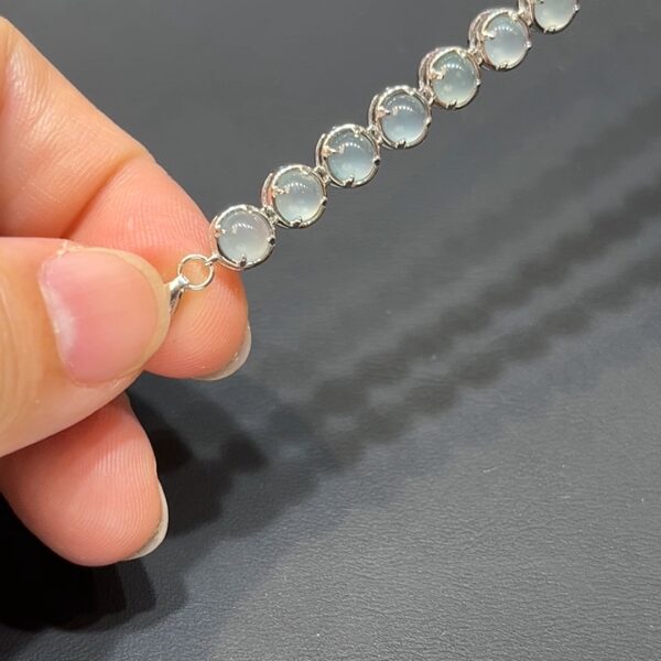 翡翠玉器精選 編號#400・一排蛋面翡翠925銀手鏈