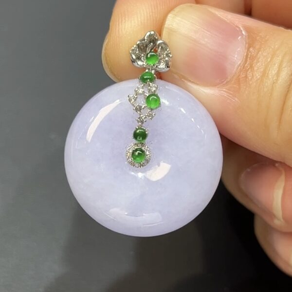 翡翠玉器精選 紫翡厚身平安扣・綠意點綴之美 編號#407