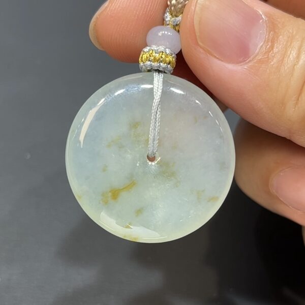 翡翠玉器精選 灑金翡翠平安扣・溫潤黃韻之美 編號#408