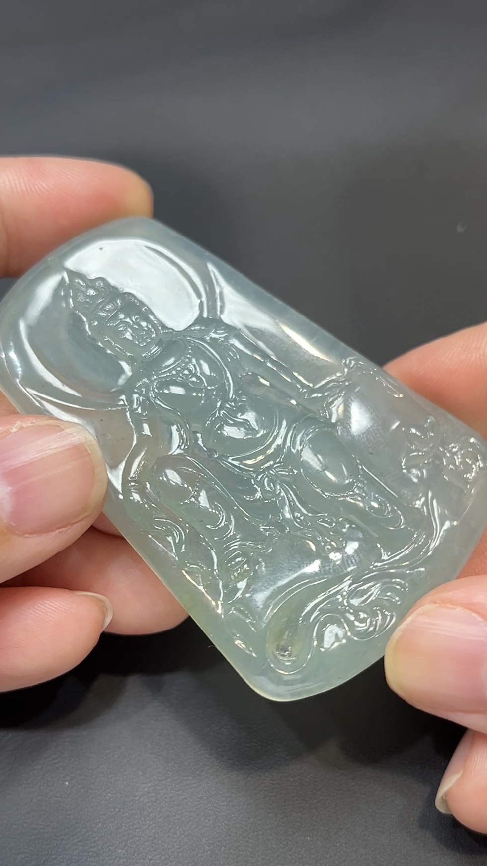 翡翠玉器精選 冰韻自在・高品質冰透翡翠自在觀音薩牌 編號#426 6 翡翠玉器精選 冰韻自在・高品質冰透翡翠自在觀音薩牌 編號#426 - Image 6