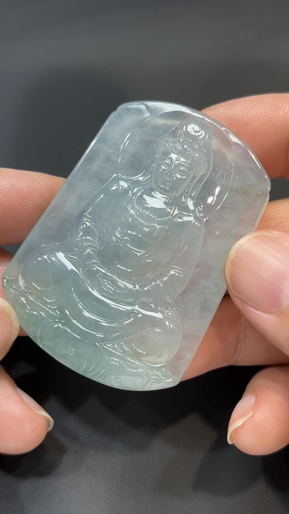 翡翠玉器精選 靜蓮法境・高品質方形翡翠觀音牌 編號# 429 2 翡翠玉器精選 靜蓮法境・高品質方形翡翠觀音牌 編號# 429 - Image 2