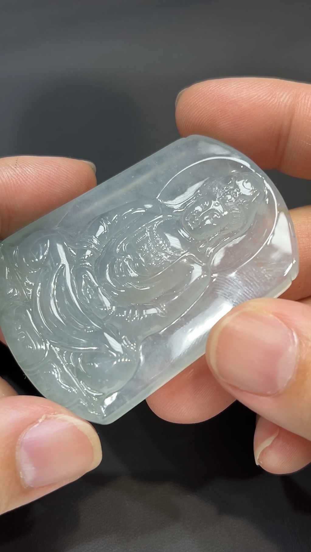 翡翠玉器精選 靜蓮法境・高品質方形翡翠觀音牌 編號# 429 3 翡翠玉器精選 靜蓮法境・高品質方形翡翠觀音牌 編號# 429 - Image 3