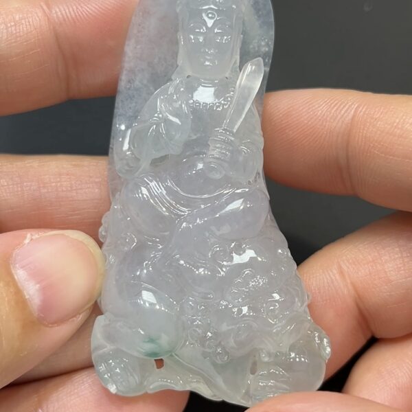 翡翠玉器精選 智光威儀・高品質翡翠文殊菩薩玉吊墜 編號# 430