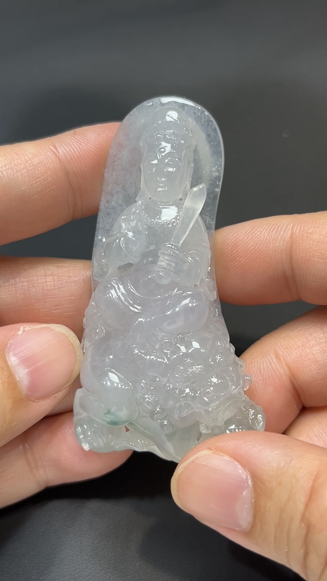 翡翠玉器精選 智光威儀・高品質翡翠文殊菩薩玉吊墜 編號# 430 2 翡翠玉器精選 智光威儀・高品質翡翠文殊菩薩玉吊墜 編號# 430 - Image 2