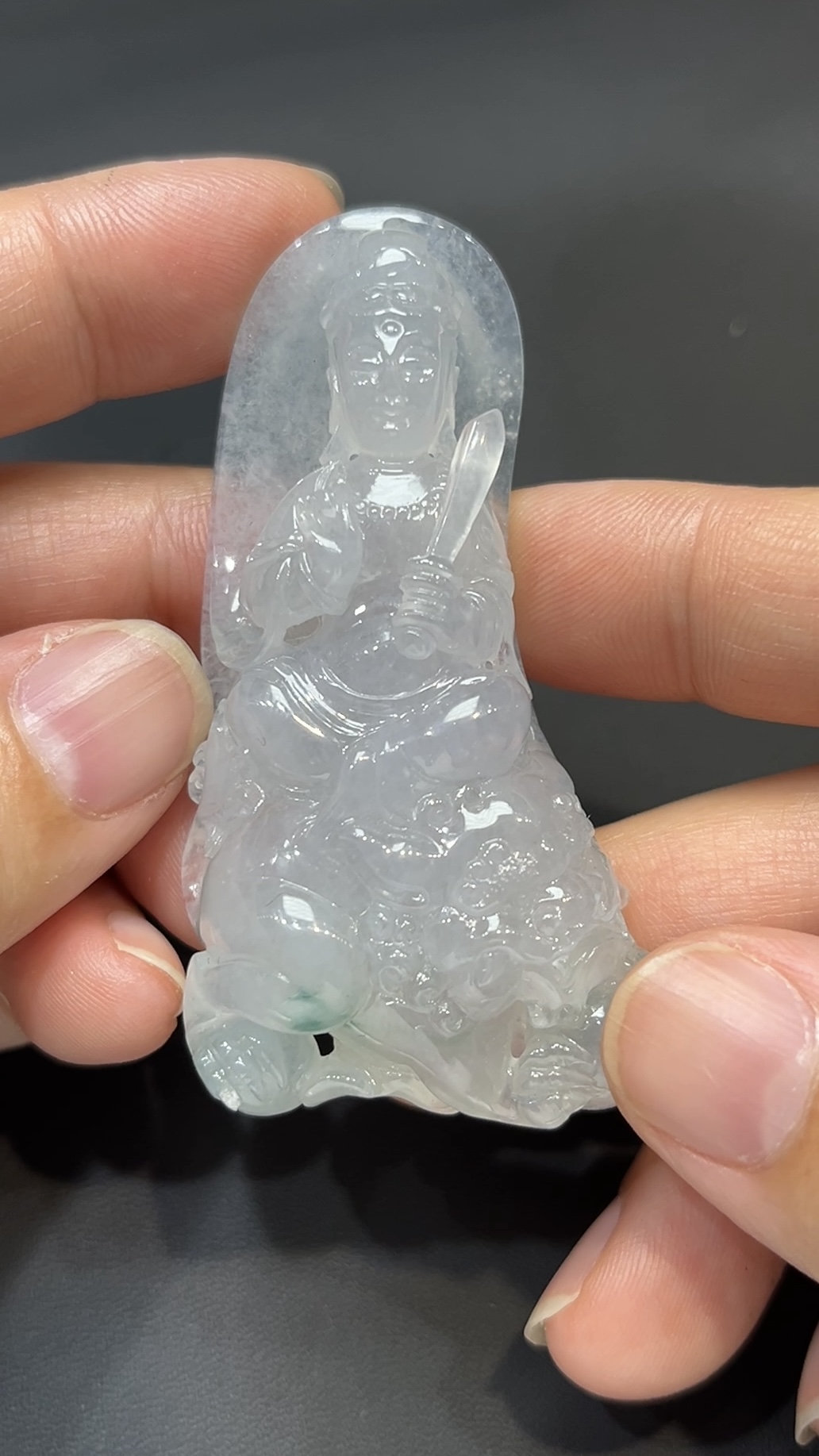 翡翠玉器精選 智光威儀・高品質翡翠文殊菩薩玉吊墜 編號# 430 4 翡翠玉器精選 智光威儀・高品質翡翠文殊菩薩玉吊墜 編號# 430 - Image 4