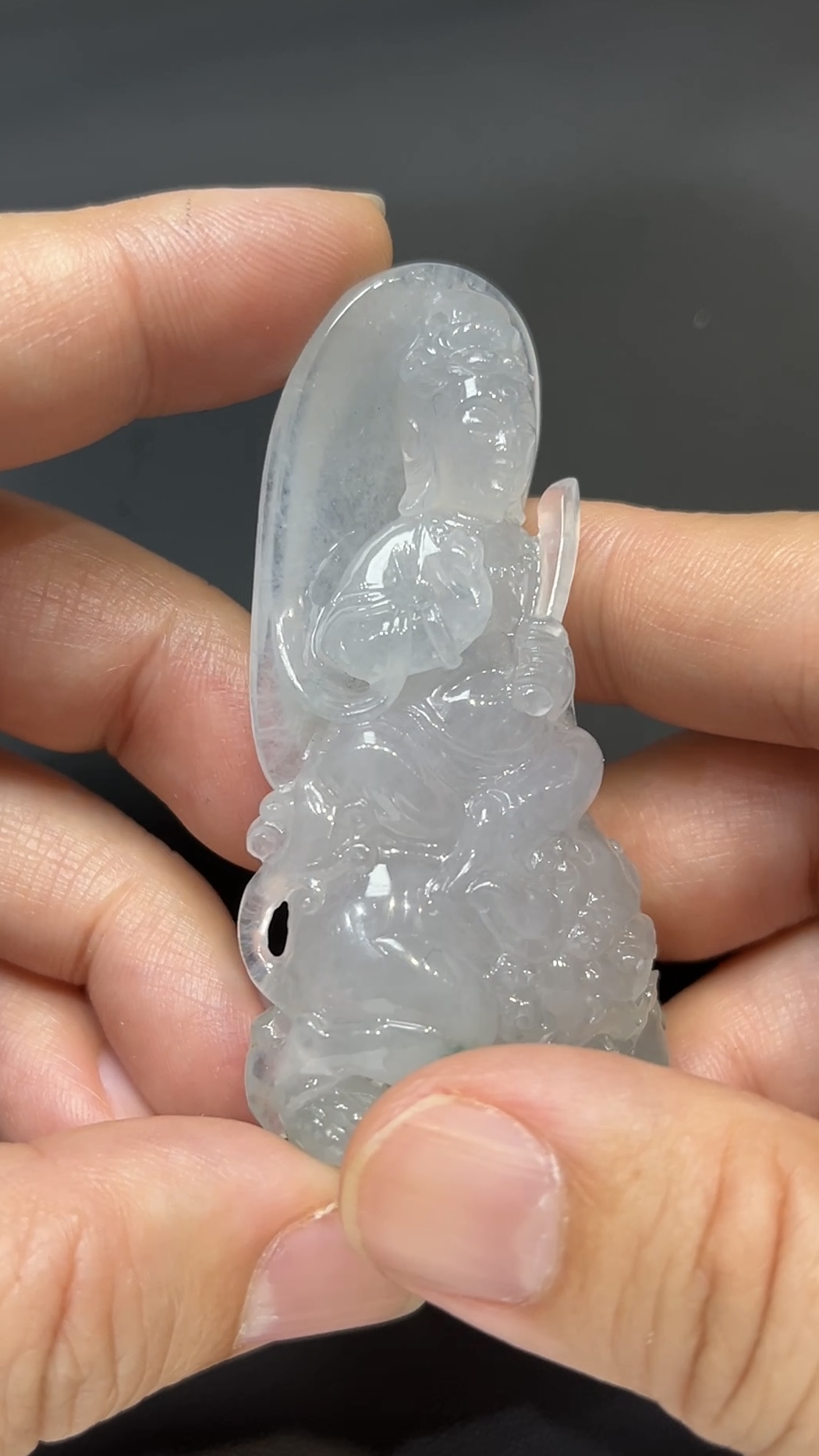 翡翠玉器精選 智光威儀・高品質翡翠文殊菩薩玉吊墜 編號# 430 5 翡翠玉器精選 智光威儀・高品質翡翠文殊菩薩玉吊墜 編號# 430 - Image 5