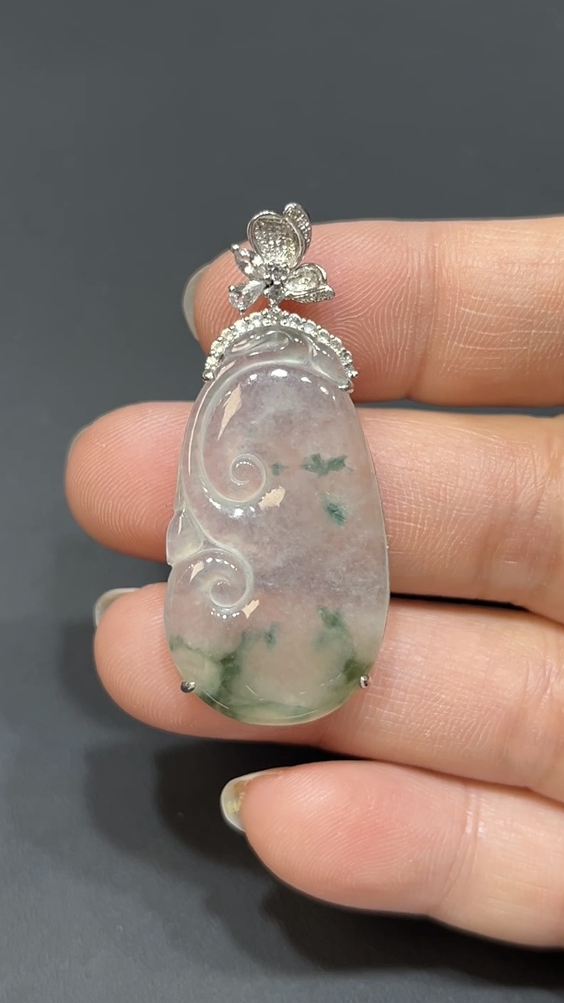 翡翠玉器精選 吉祥鎏金・翡翠如意配18K包鑲嵌玉吊墜 編號# 434 3 翡翠玉器精選 吉祥鎏金・翡翠如意配18K包鑲嵌玉吊墜 編號# 434 - Image 3