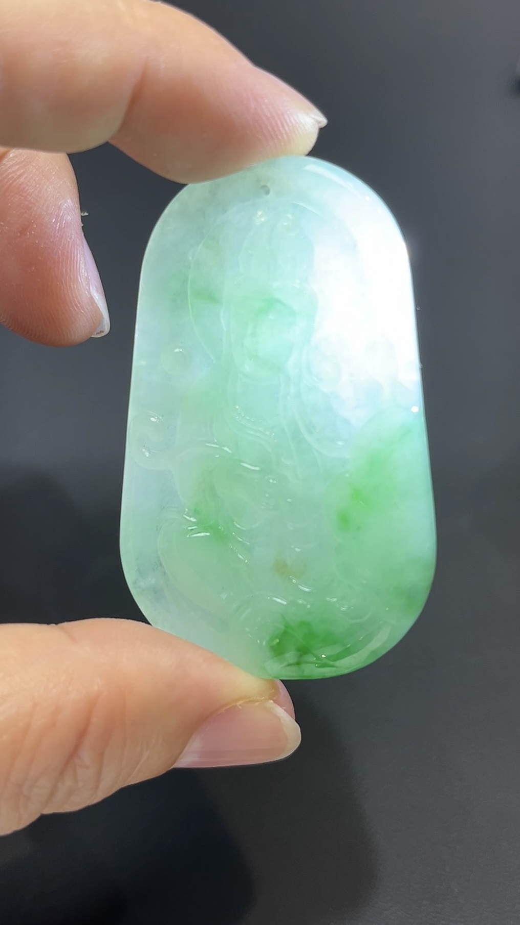 翡翠玉器精選 翠光自在・陽綠翡翠自在觀音吊墜 編號#443 7 翡翠玉器精選 翠光自在・陽綠翡翠自在觀音吊墜 編號#443 - Image 7