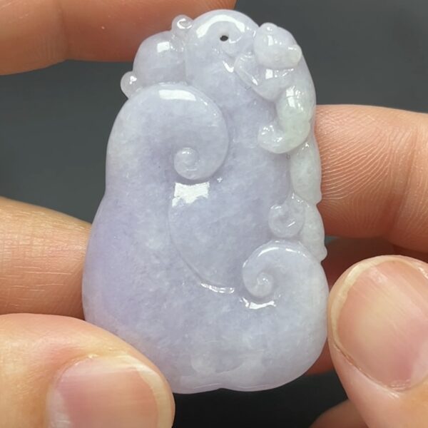 芝祥如意・天然紫羅蘭翡翠靈芝造型吊墜 #編號450