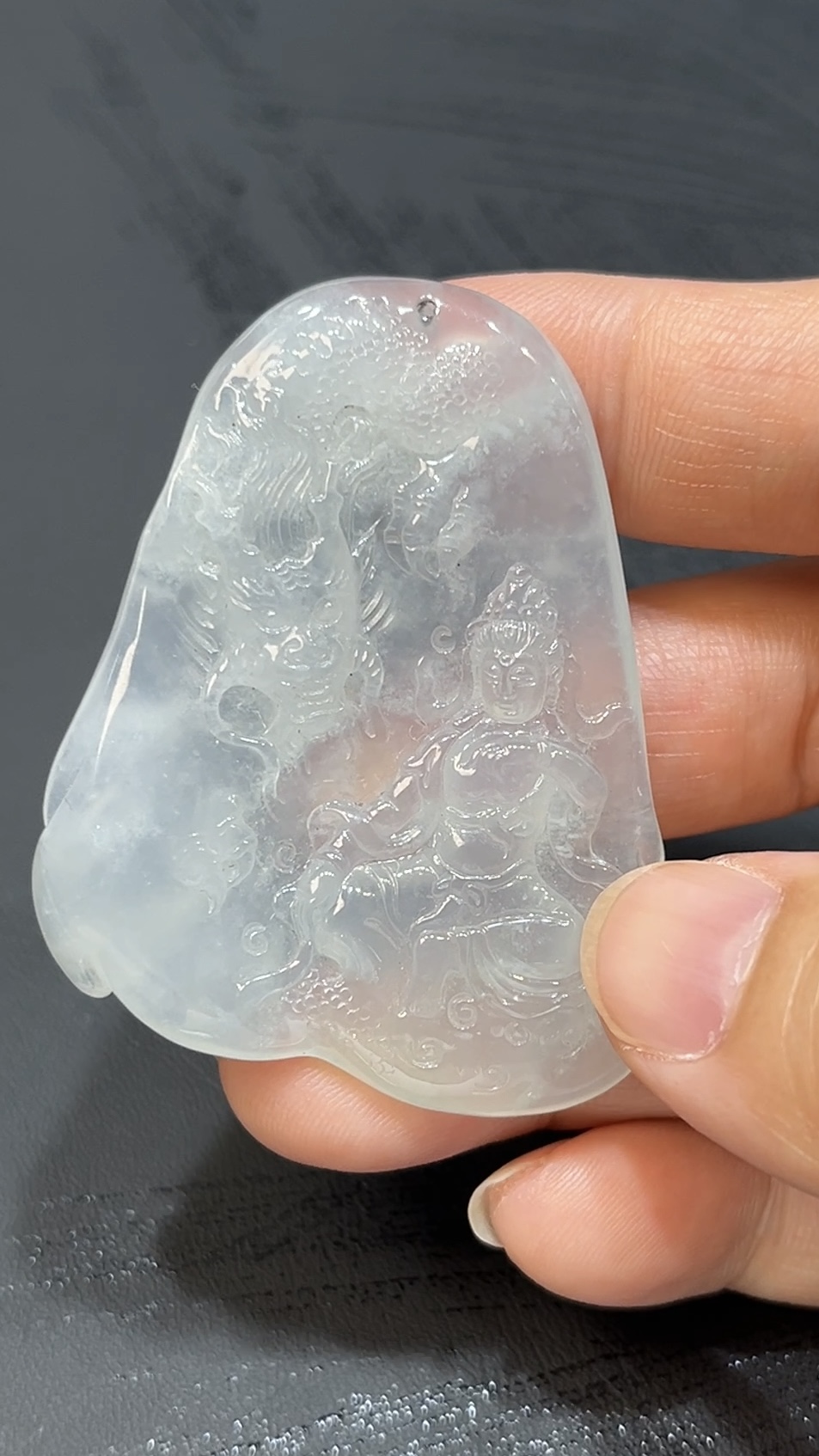 龍伴觀音翡翠吊墜|天然 A 貨雕刻精品 翡翠龍神守護玉器推薦 編號#471 3 龍伴觀音翡翠吊墜|天然 A 貨雕刻精品 翡翠龍神守護玉器推薦 編號#471 - Image 3