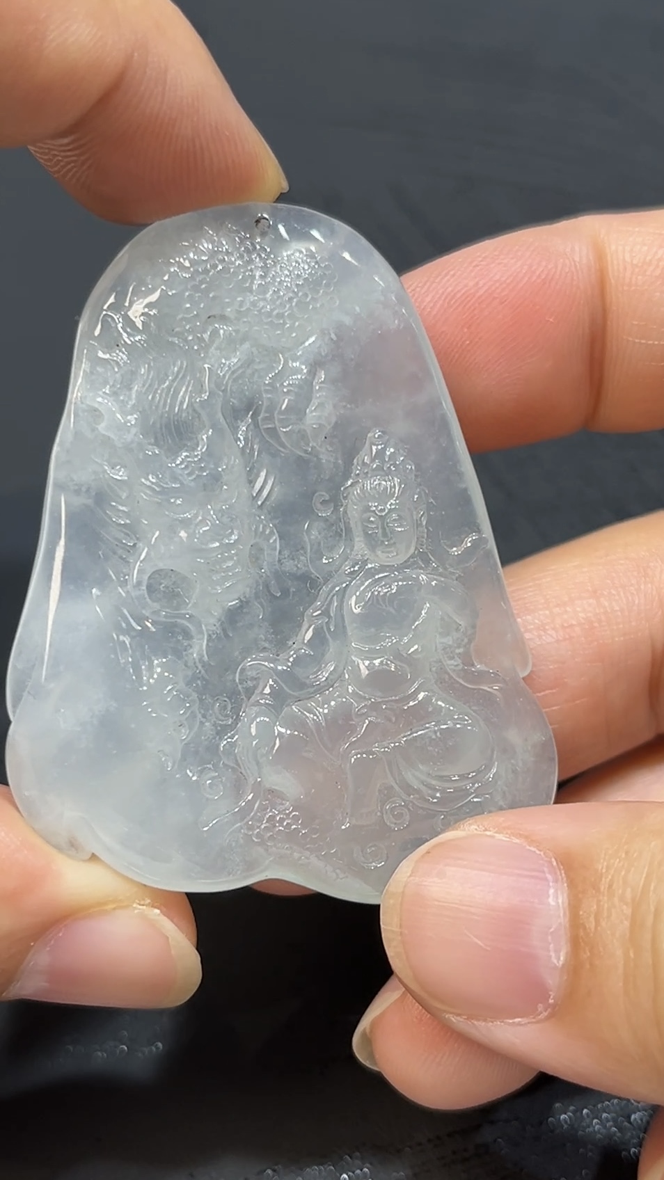 龍伴觀音翡翠吊墜|天然 A 貨雕刻精品 翡翠龍神守護玉器推薦 編號#471 4 龍伴觀音翡翠吊墜|天然 A 貨雕刻精品 翡翠龍神守護玉器推薦 編號#471 - Image 4