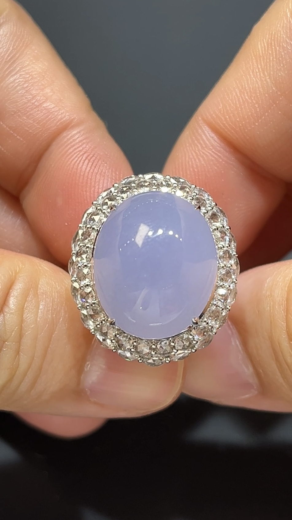 紫羅蘭翡翠蛋面吊墜戒指兩用款|18K白金鑲嵌+鑽石設計|高級玉器首飾|編號#479 1 紫羅蘭翡翠蛋面吊墜戒指兩用款|18K白金鑲嵌+鑽石設計|高級玉器首飾