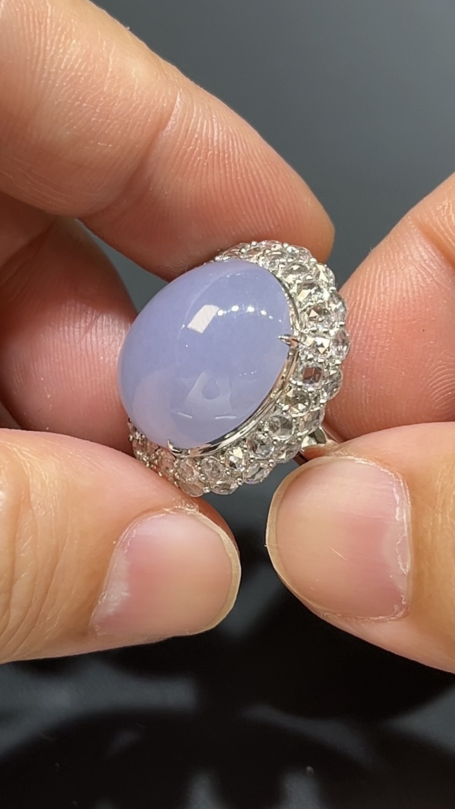 紫羅蘭翡翠蛋面吊墜戒指兩用款|18K白金鑲嵌+鑽石設計|高級玉器首飾|編號#479 4 紫羅蘭翡翠蛋面吊墜戒指兩用款|18K白金鑲嵌+鑽石設計|高級玉器首飾|編號#479 - Image 4