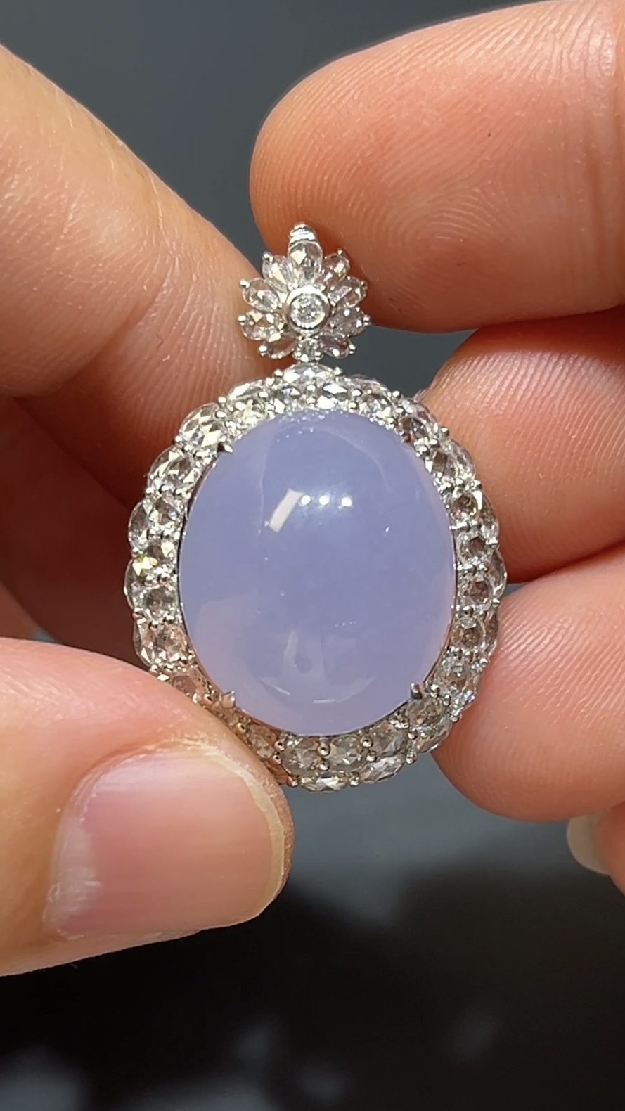 紫羅蘭翡翠蛋面吊墜戒指兩用款|18K白金鑲嵌+鑽石設計|高級玉器首飾|編號#479 5 紫羅蘭翡翠蛋面吊墜戒指兩用款|18K白金鑲嵌+鑽石設計|高級玉器首飾|編號#479 - Image 5