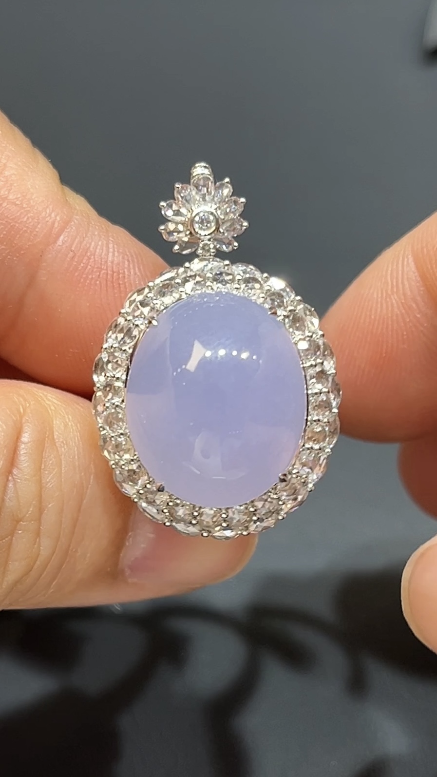 紫羅蘭翡翠蛋面吊墜戒指兩用款|18K白金鑲嵌+鑽石設計|高級玉器首飾|編號#479 7 紫羅蘭翡翠蛋面吊墜戒指兩用款|18K白金鑲嵌+鑽石設計|高級玉器首飾|編號#479 - Image 7