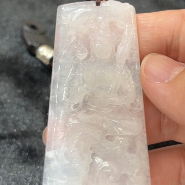 翡翠文殊菩薩吊墜｜智慧劍與蓮花雕刻｜天然 A 貨玉器推薦編號 #464